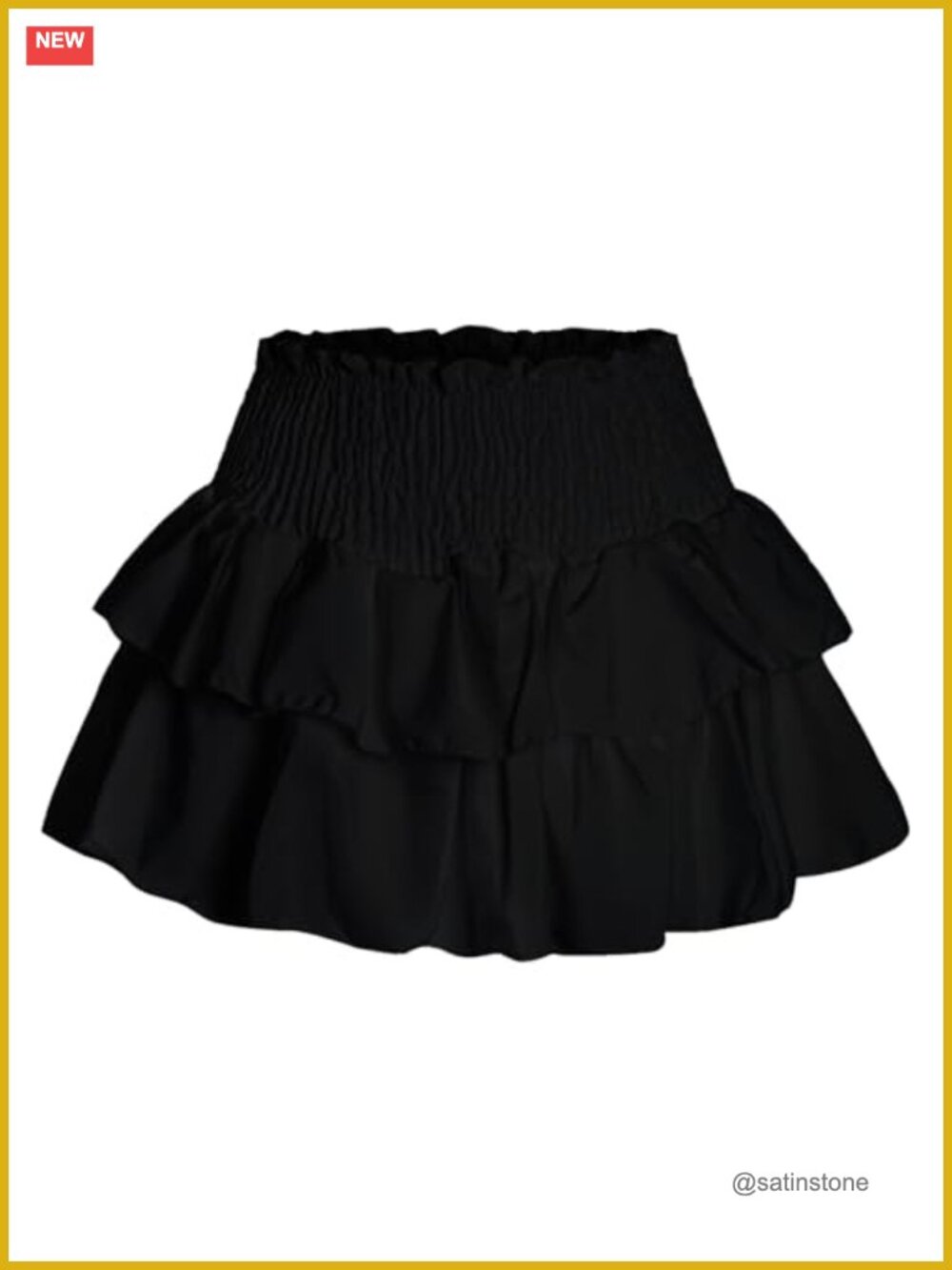 Women High Waist Ruffle Mini Skirt Lined Layered Pleated